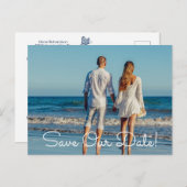 Floral foto's van blauwe en witte Waterverf Aankondigingskaart (Voorkant / Achterkant)