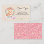 Floral Fox Baby shower Diaper Raffle Ticket (Voorkant / Achterkant)