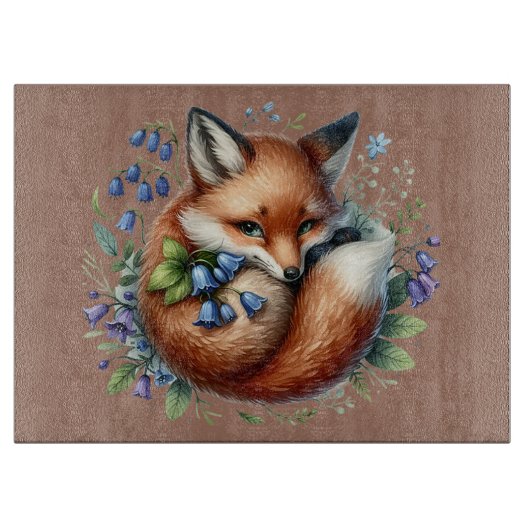Floral Fox Botanical Woodland Art Snijplank (Voorkant)