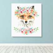 Floral Fox Canvas Afdruk (Insitu (Houten vloer))