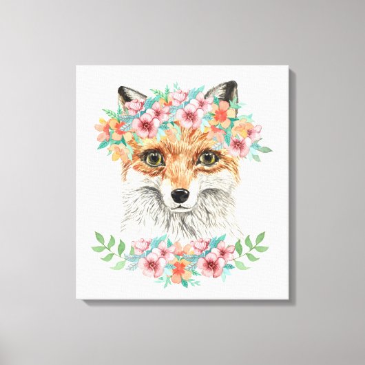 Floral Fox Canvas Afdruk (Voorkant)