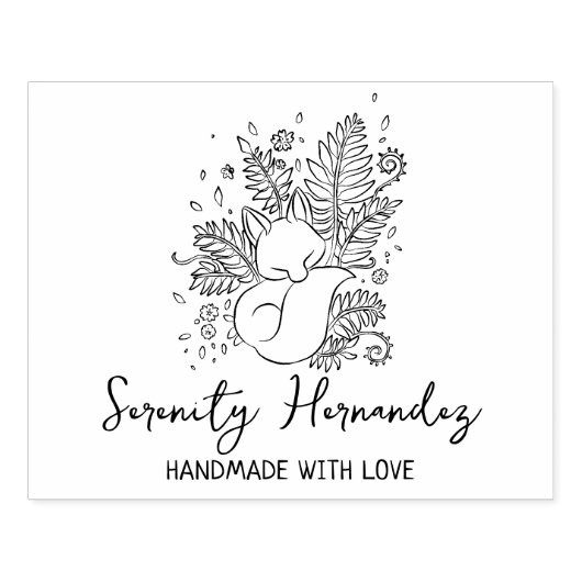 Floral Fox Custom Handmade with Love Rubberstempel (Afrduk)