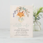  Floral Fox Gender Neutral Baby shower Kaart (Staand voorkant)