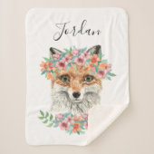 Floral Fox | Jouw namen toevoegen Sherpa Deken (Voorkant)