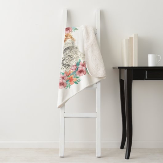 Floral Fox | Jouw namen toevoegen Sherpa Deken (In situ)