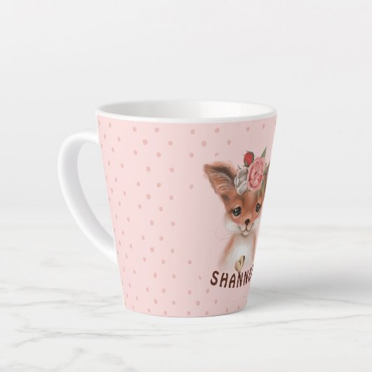 Floral Fox Latte Mok (Linkerhoek)
