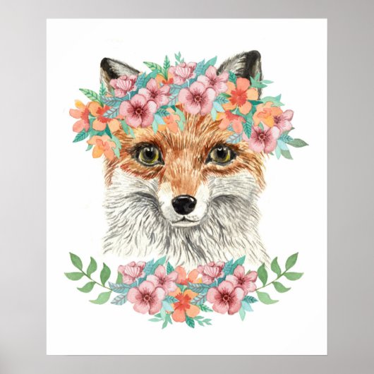 Floral Fox Poster (Voorkant)