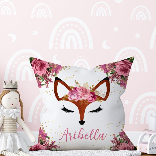 Floral Fox Princess Face Reversible Pillow Kussen (Creator heeft geüpload)