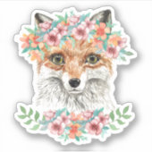 Floral Fox Sticker (Voorkant)
