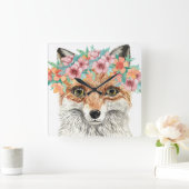 Floral Fox Vierkante Klok (Huis)