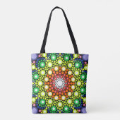 Floral Fractal Art gedateerd Retro Mandala Draagtas (Achterkant)