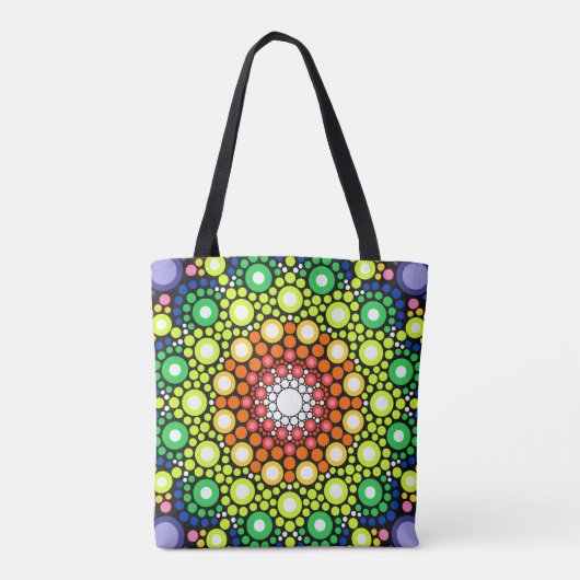 Floral Fractal Art gedateerd Retro Mandala Draagtas (Achterkant)