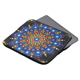Floral Fractal Art gedateerd Retro Mandala Laptop Sleeve