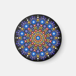 Floral Fractal Art gedateerd Retro Mandala Magneet