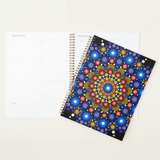 Floral Fractal Art gedateerd Retro Mandala Planner (Display)