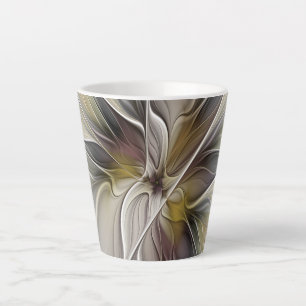 Floral Fractal, Fantasevloer met grondkleuren Latte Mok