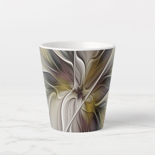 Floral Fractal, Fantasevloer met grondkleuren Latte Mok (Voorkant)
