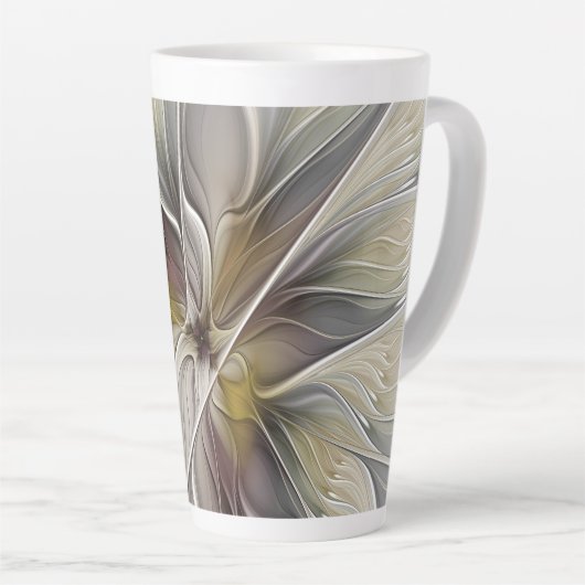 Floral Fractal, Fantasevloer met grondkleuren Latte Mok (Rechterhoek)