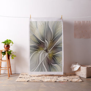 Floral Fractal, Fantasevloer met grondkleuren Stof