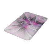 Floral Fractal Modern Abstract Bloemroze grijs Badmat (Gekanteld)