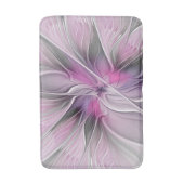 Floral Fractal Modern Abstract Bloemroze grijs Badmat (Voorkant Verticaal)
