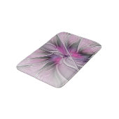 Floral Fractal Modern Abstract Bloemroze grijs Badmat (Gekanteld)