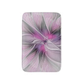 Floral Fractal Modern Abstract Bloemroze grijs Badmat (Voorkant Verticaal)