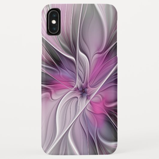 Floral Fractal Modern Abstract Bloemroze grijs Case-Mate iPhone Case (Achterkant)