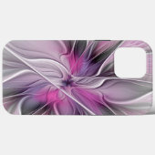 Floral Fractal Modern Abstract Bloemroze grijs Case-Mate iPhone Case (Achterkant (horizontaal))