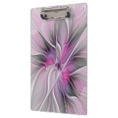 Floral Fractal Modern Abstract Bloemroze grijs Klembord (Links)