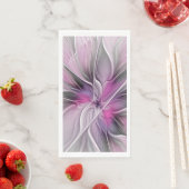 Floral Fractal Modern Abstract Bloemroze grijs Servet (Insitu)