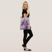 Floral Fractal Modern Abstract Bloemroze grijs Tote Bag (Op model)