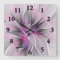 Floral Fractal Modern Abstract Bloemroze grijs