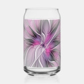 Floral Fractal Modern Abstract Flower Pink Gray (Verso)