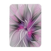 Floral Fractal Modern Abstract Flower Pink Gray Magneet (Verticaal)