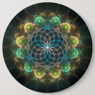 Floral fractal ornament ronde button 6,0 cm
