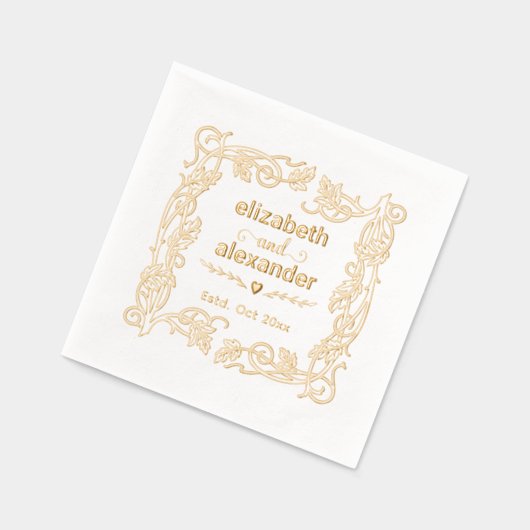 Floral Frame Mariée Groom Noms Mariage Couple (Gauche)