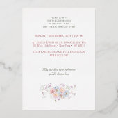 Floral Frame Monograms Catholic Wedding Folie Uitnodiging (Achterkant)