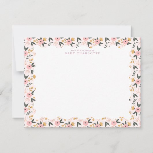 Floral Frame Nursery  Note Card Kaart (Voorkant)