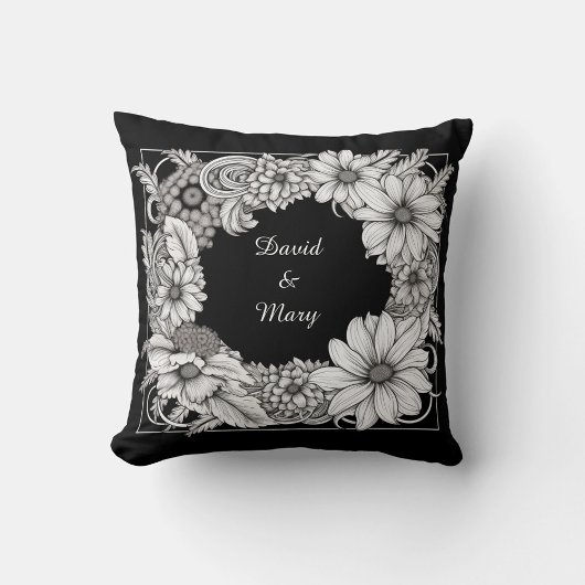 Floral Frame Throw Pillow Kussen