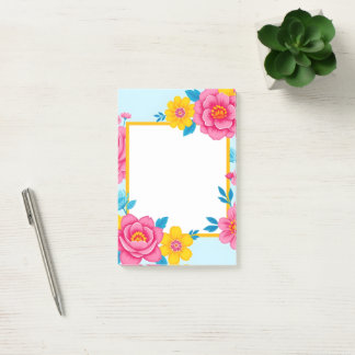 Floral Frame with Vibrant Flowers Post-it® Notes