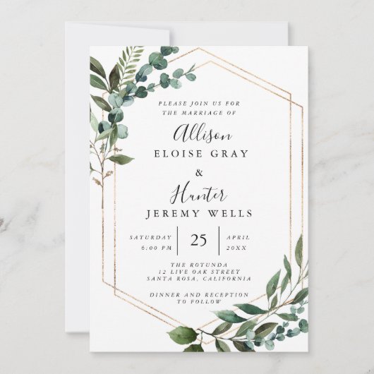 Floral Framed Invitation Kaart (Voorkant)