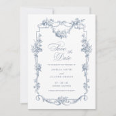 Floral Frans  Lijst Save the Date Wedding Kaart (Voorkant)