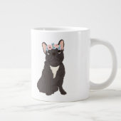 Floral French Bulldog Lovers Black Frenchie Dog Extra Grote Beker (Rechts)
