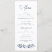 Floral French Rozen Dusty Blue Wedding Menu (Voorkant)