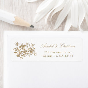 Floral French Rozen Gold Elegant Return Address Etiket