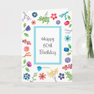 Floral Fun 60th of Any Age Birthday Greeting Kaart