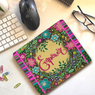 Floral Fun empoweren moderne streep-inspiratie Muismat
