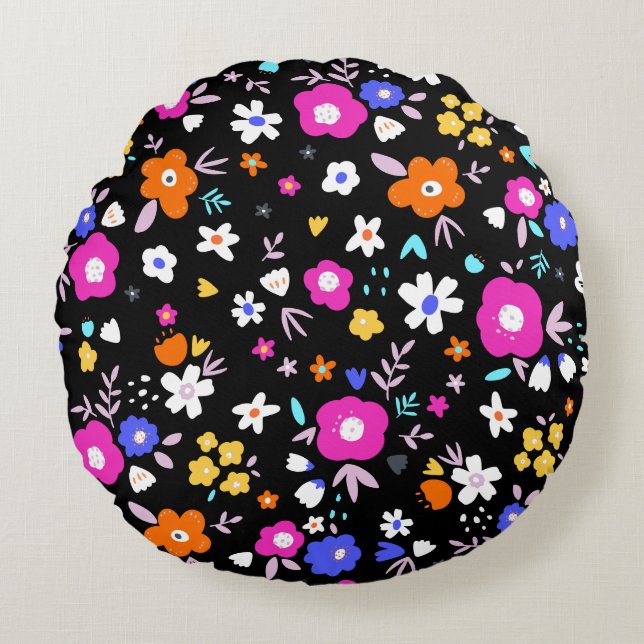 Floral Fun Rond Kussen (Voorkant)