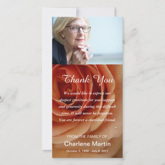 Floral funèbre commémoratif de Merci de sympathie (Devant)